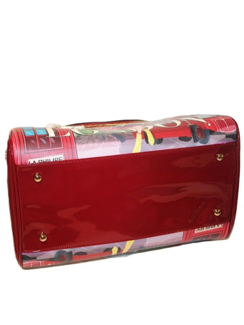 LP La Philipe Purse "Umbrella in London" Handbag Red Large Bag Black Tote LP1020 - Picture 8 of 16